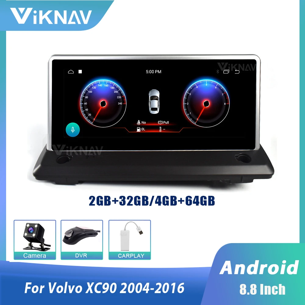 

8,8 дюймов в наличии для Volvo XC90 2004-2016 2 din Android автомобильный Авто Tesla стиль обоих концах для подключения внешних устройств к автомобильной Ради...