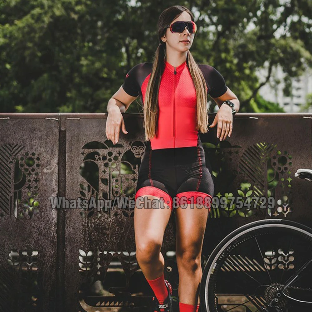

Cycling Suit Women Triathlon Skinsuit Red One piece Bike Clothing Sets Bicycle Dress Kit Jumpsuit Bodysuit MTB Conjunto Ciclismo