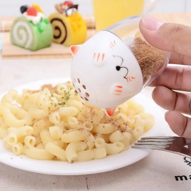 

Симпатичная банка для специй в форме кошки, безопасная для здоровья бутылка из АБС-пластика для соли и перца для барбекю, кухонные инструмен...