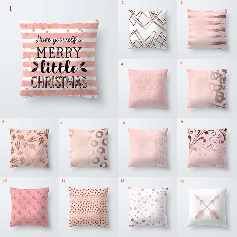 

New Pink Tropical leaves Geometric Cushion Cover Modern Nordic Simple Pillowcover Decorative Sofa Throw Pillowcases 45*45cm