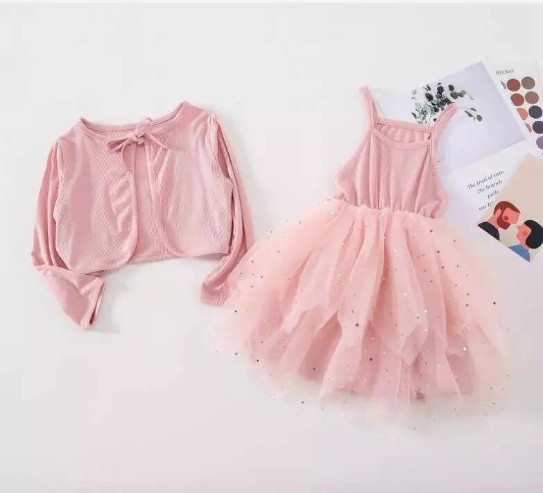 Модный комплект одежды для маленьких девочек милый кардиган с длинными рукавами