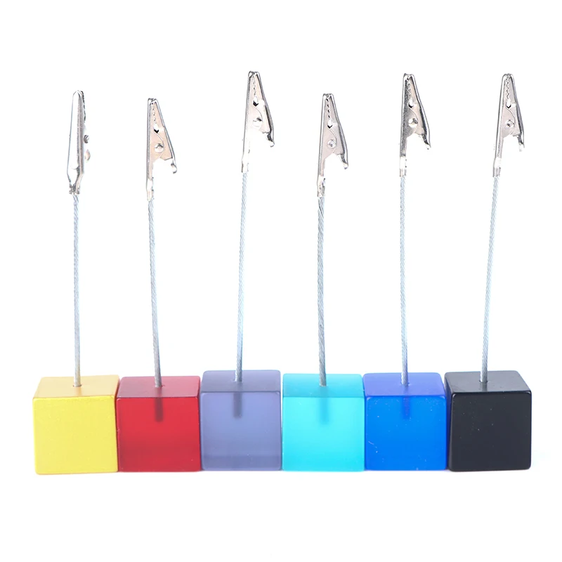 1PCS Colorful Cube Stand Alligator Wire Photo Clip Memo Card Holder Note Clamp | Канцтовары для офиса и дома
