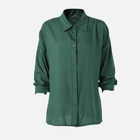 solid plus size 65 cotton womens shirt loose turn down collar green shirt woman long sleeve single breasted 2021 spring top
