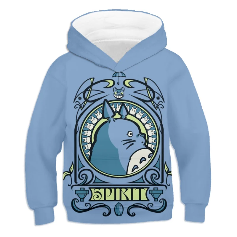 

3D Funny Childrens Hoodie Japanese Anime Totoro Printed Boys fall clothes thin hoody Cute Girls clothes Pullover 4-14T Size
