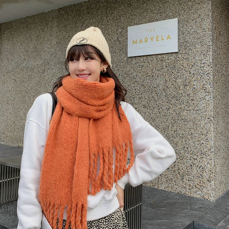 Женский винтажный Повседневный Шарф с кисточками зимняя теплая шаль из