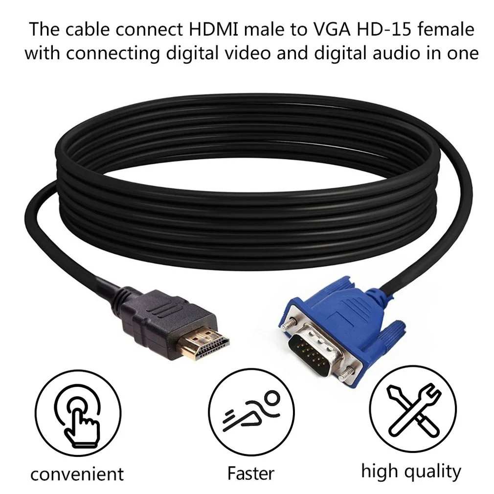 HDMI-совместимый кабель 1/1 8/3/5 м с VGA HD аудиоадаптером Прямая поставка | Электроника