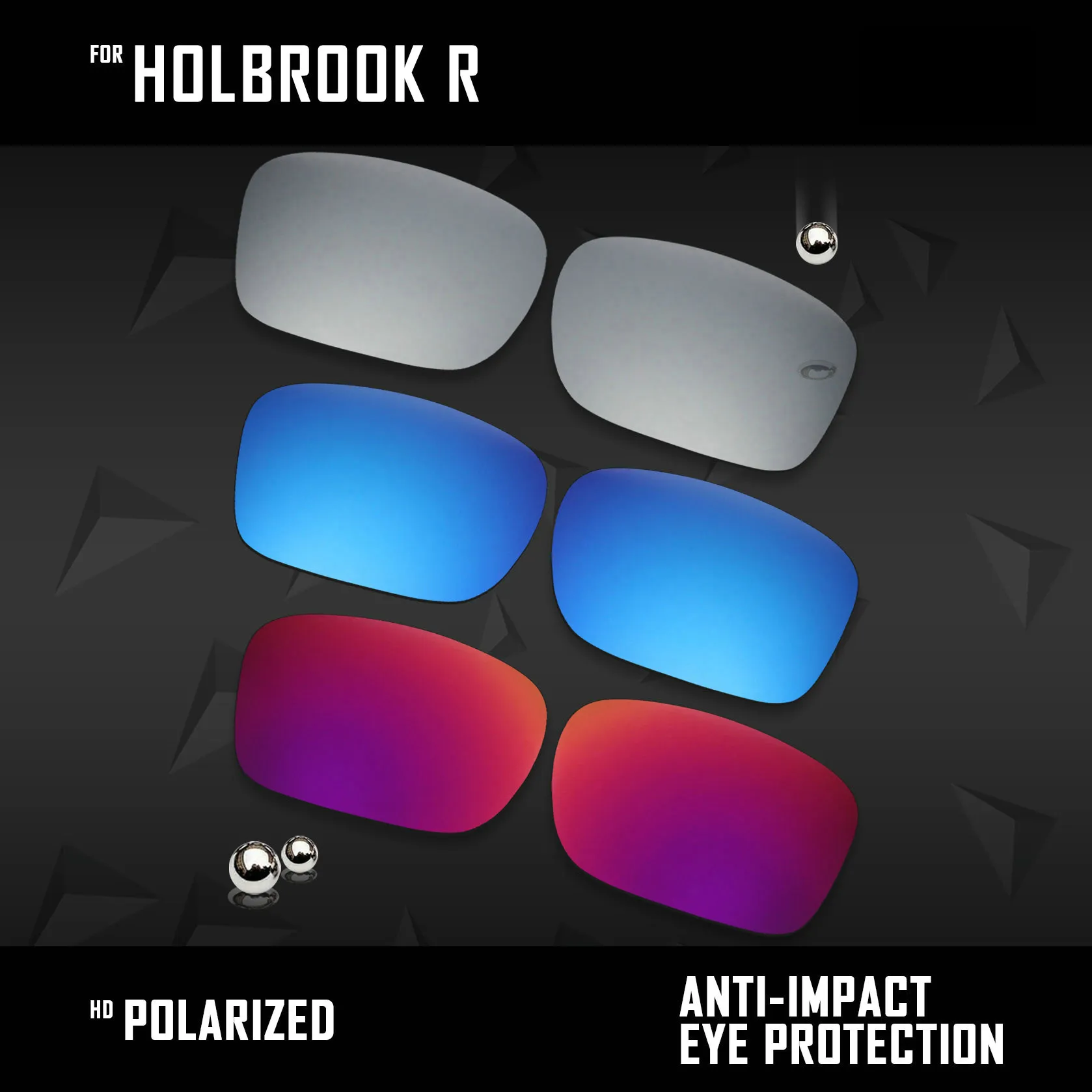 OOWLIT 3 Pairs Polarized Sunglasses Replacement Lenses for Oakley Holbrook R OO9377-Sliver& Midnight Sun & Ice Blue