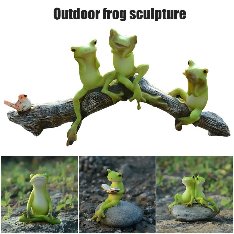 

Статуя симпатичной лягушки, декоративная полимерная сельская лягушка, уличное мультяшное украшение для дома, стола, сада, LAD3