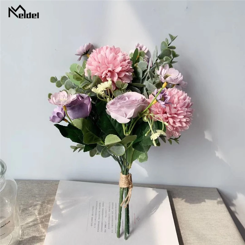 Meldel букет невесты цветок свадебная Роза искусственная Маргаритка Шелковый