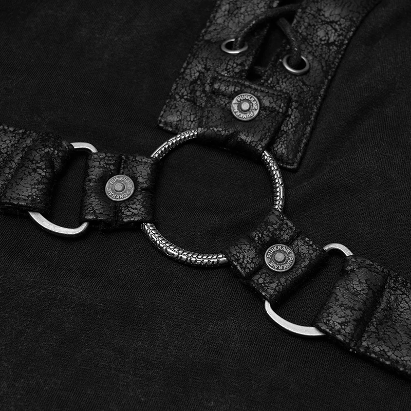 Мужская Черная Однотонная футболка в стиле стимпанк хлопковая с коротким