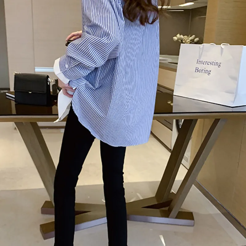 Женская рубашка с длинным рукавом XFPV Корейская шикарная Свободная блузка