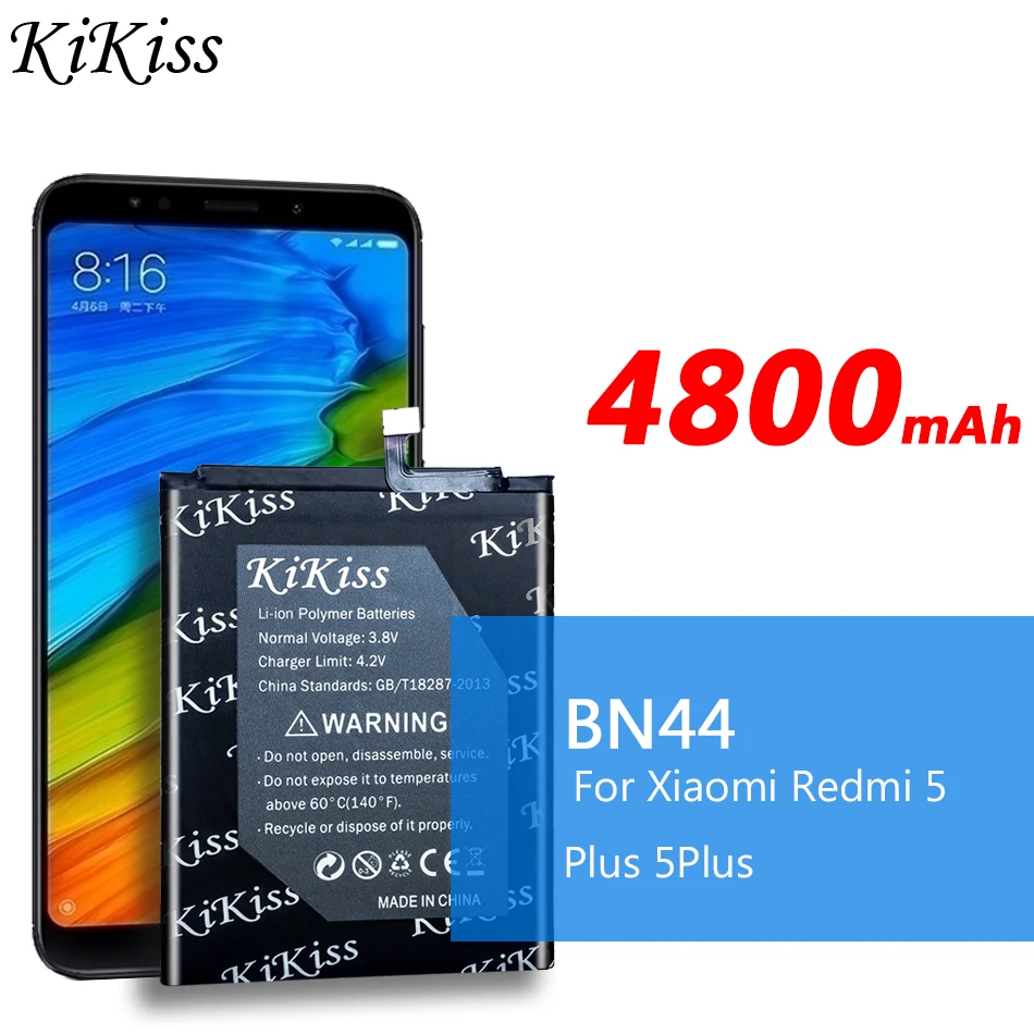 Аккумуляторная литий ионная полимерная батарея BN44 для Xiaomi Redmi 5 Plus 4800