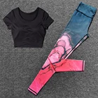 Спортивная одежда из 2 предметов, Женский комплект для йоги, спортивный костюм для фитнеса спортивные брюки для занятий на улице, топ для бега, спортивная одежда, костюмы с нагрудными вкладышами, спортивная одежда