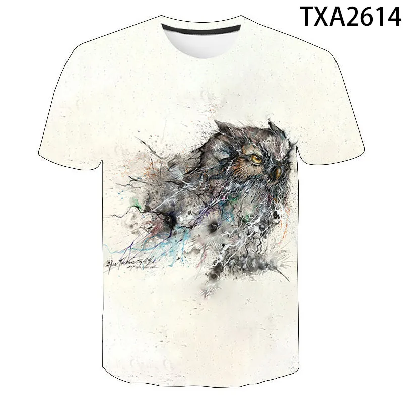 Новинка 2021 летняя 3D футболка с рисунком совы модная уличная одежда коротким