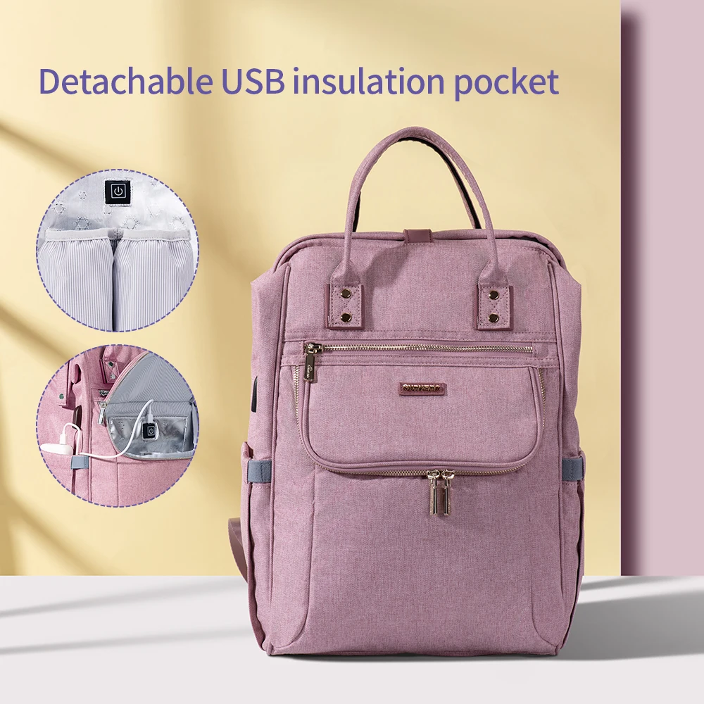 Pink USB Upgraded Sunveno подгузник сумка рюкзак большой емкости водонепроницаемый подгузник сумка наборы Мумия Материнство путешествия рюкзак для кормления сумка - Цвет: Pink USB Upgraded