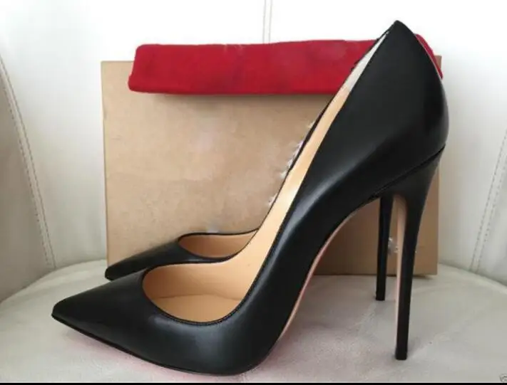 

2021 Red Pumps Geniune Leather Wedding Shoes Red Big Size 44 Pointed Toe Shoes Stiletto Heels Party Dress Women Shallow Pumps