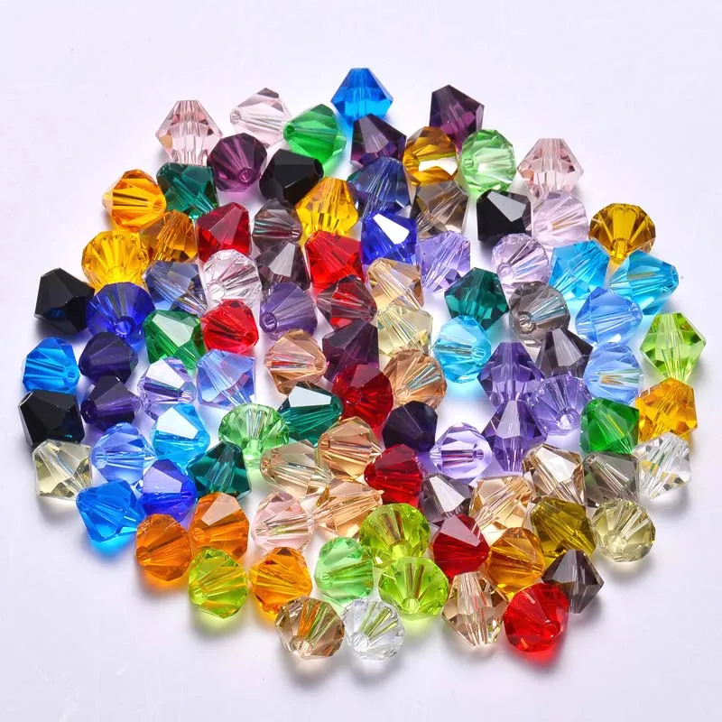 StreBelle 10mm Mix Colors Crystal Beads Necklace Beading Bicone Faceted Stone Jewelry Earrings Glass Spacer Charms Accessories | Украшения