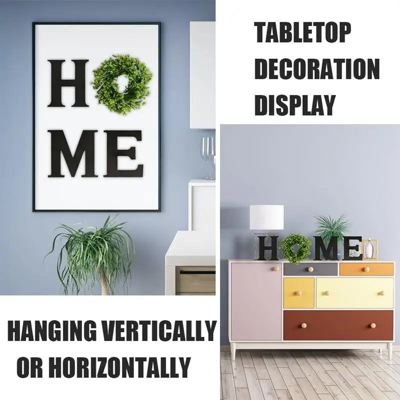 

Wooden Home Sign Wall Hanging Letter Wreath Home Letters Decorative Sign for Living Room Bedroom Housewarming Gift