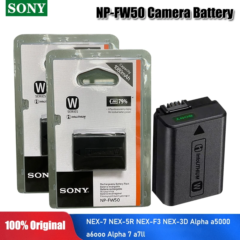 Оригинальный аккумулятор Sony NP FW50 NPFW50 для камеры NEX 7 5R F3 3D Alpha a5000 a6000 a7II A7r2