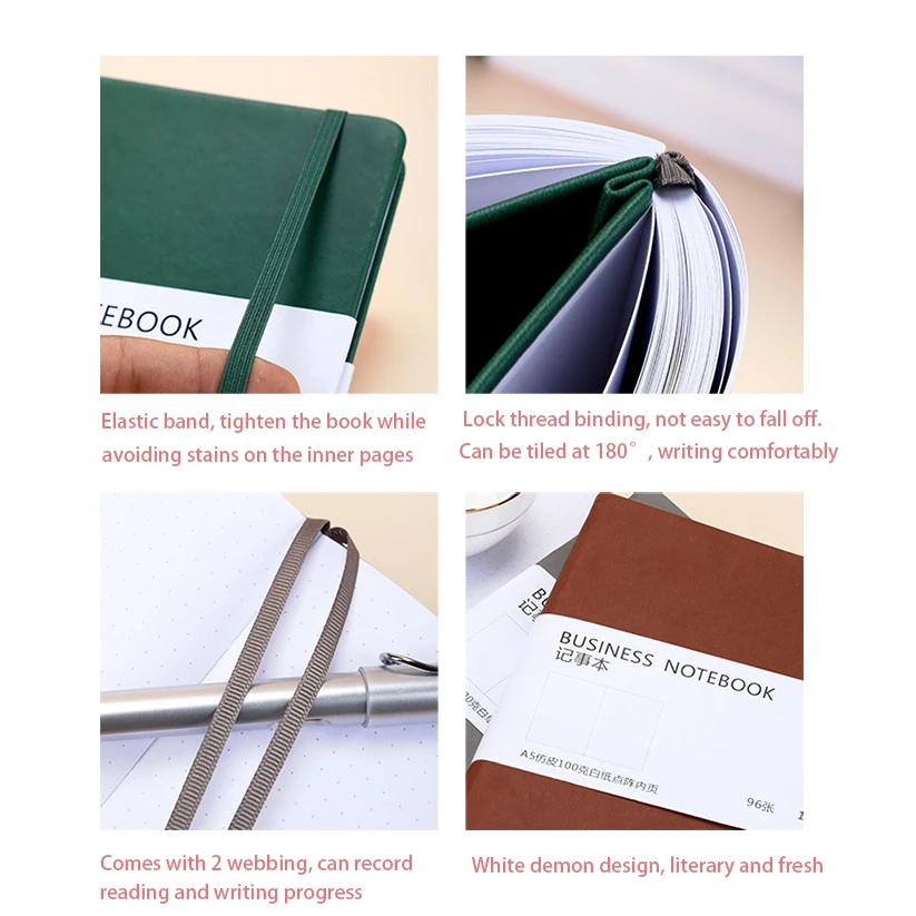 

Hardcover A5 Notebook 192 Page 100Gsm Retro Diary Bandage Bullet Journals Dot Journal Notepad Agenda Simple College Student