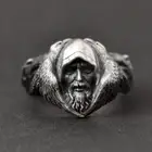 Винтажное мужское кольцо в форме арктического охотника, боковое резное ювелирное изделие узор с головой волка мотоциклиста
