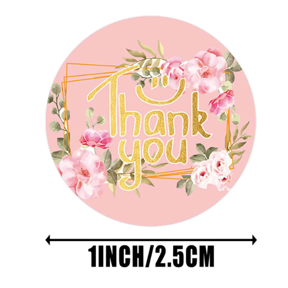 

500 labels roll 8 Designs Flower Thank You Stickers Wedding Favors Party Handmade Labels DIY Baking Gift Adhesive Stickers