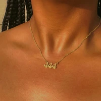angel number necklace 111 222 333 444 555 666 777 888 999 devil pendant necklace stainless steel choker women men bff jewelry