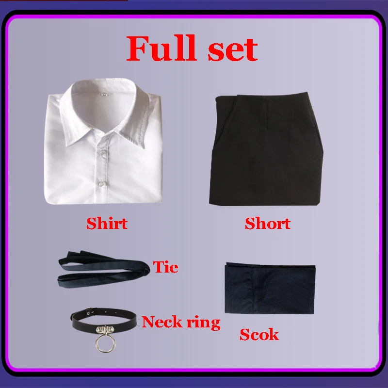 Женская короткая рубашка с галстуком-бабочкой и коротким париком |