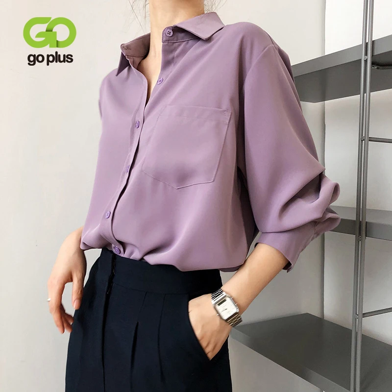 Женская шифоновая блузка GOPLUS винтажная белая рубашка в Корейском стиле Длинная