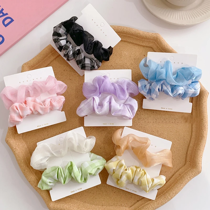 

2Pcs Woman Fashion Scrunchies Satin Silk Hair Ties Rope Girls Ponytail Holders Rubber Band Elastic Hairband Hair Accessories
