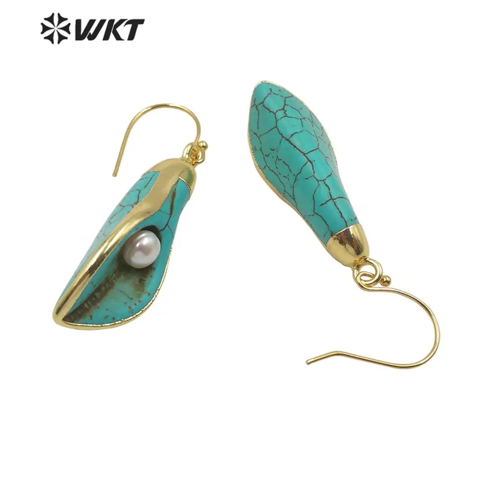 WT-E605 WKT Серьги с камнем специального дизайна Morning Glory Sape и жемчугом Женские модные