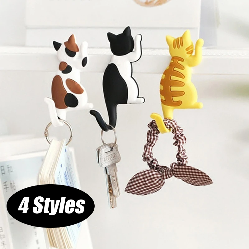 4 вида милый креативный Многофункциональный магнитный настенный крючок с кошкой