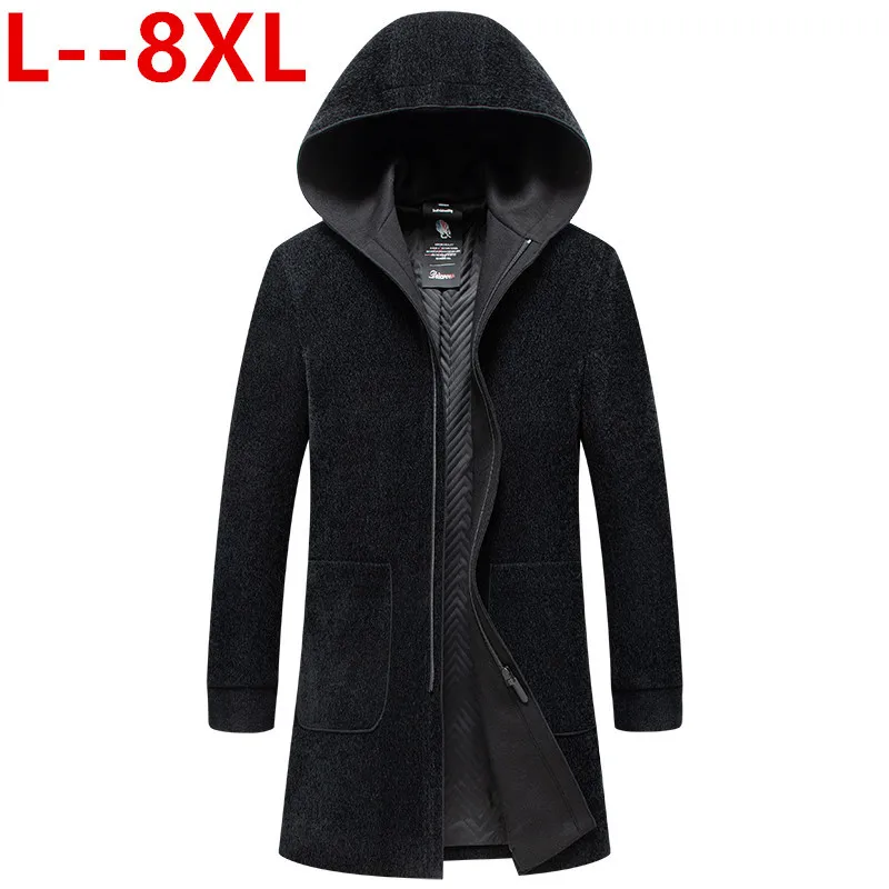 Мужская шерстяная Повседневная теплая куртка 10XL 8XL 6XL на осень и зиму с длинным
