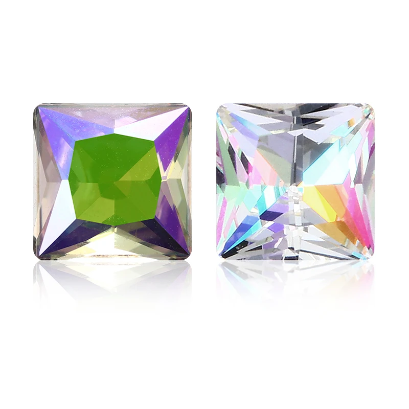 Блестящие квадратные Стразы с острым основанием для принцессы 8/10/12 мм стразы K9