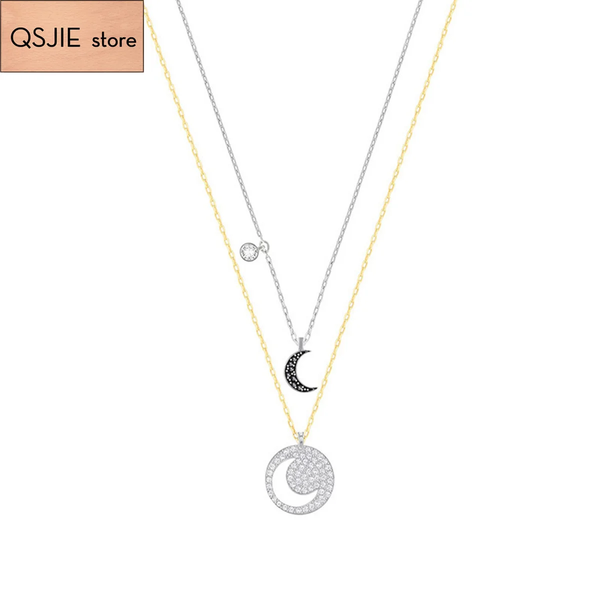 Qsjie высокое качество SWA moon Очаровательное ожерелье из ключицы Модные ювелирные