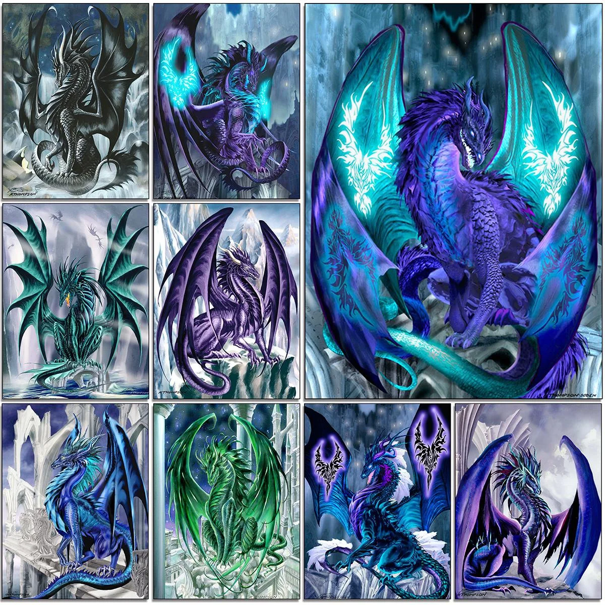 Алмазная живопись &quotсделай сам&quot 5D дракон полная круглая квадратная