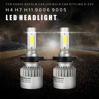 72w 8000lm cob led car headlights bulbs fog lamps h4 h7 h11 9004 9007 6500k white 2pcs