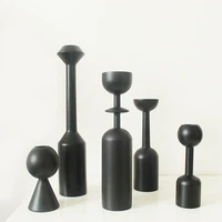 photography props black solid wood candle holder nordic minimalist style decorative model creative art ornaments