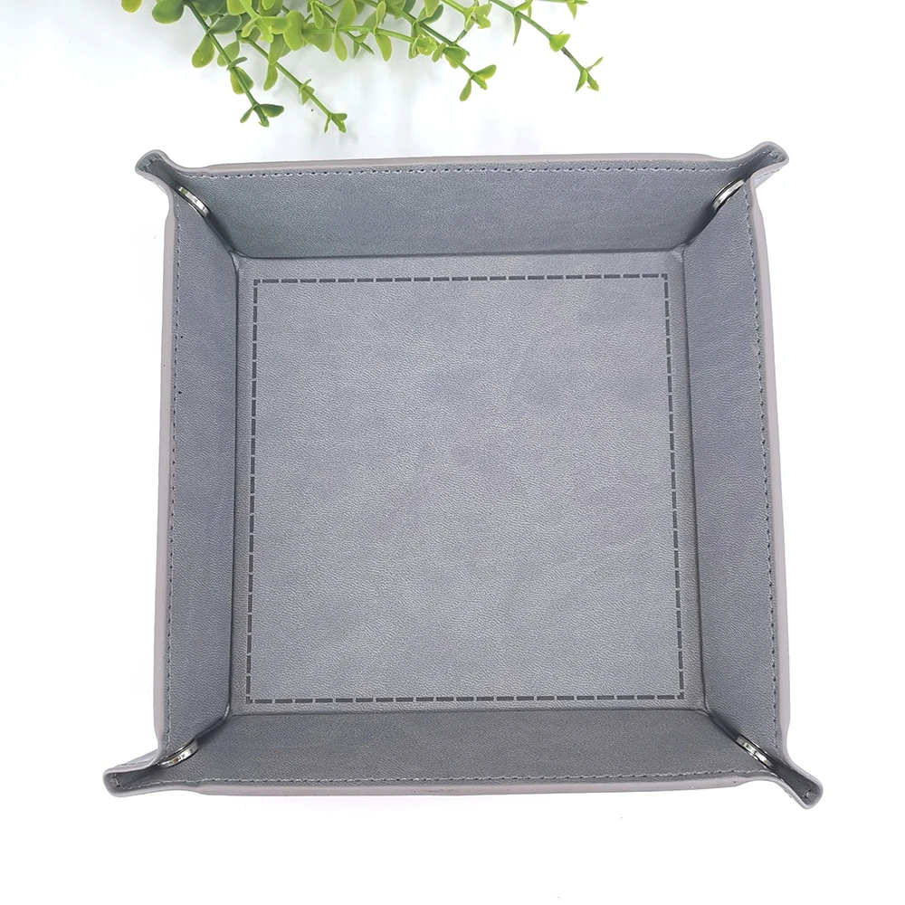 1 Pcs 18x18cm Four Corners PU Leather Tray Change Tray Sundries Storage Box Dried Fruit Plate Desktop Storage Tray