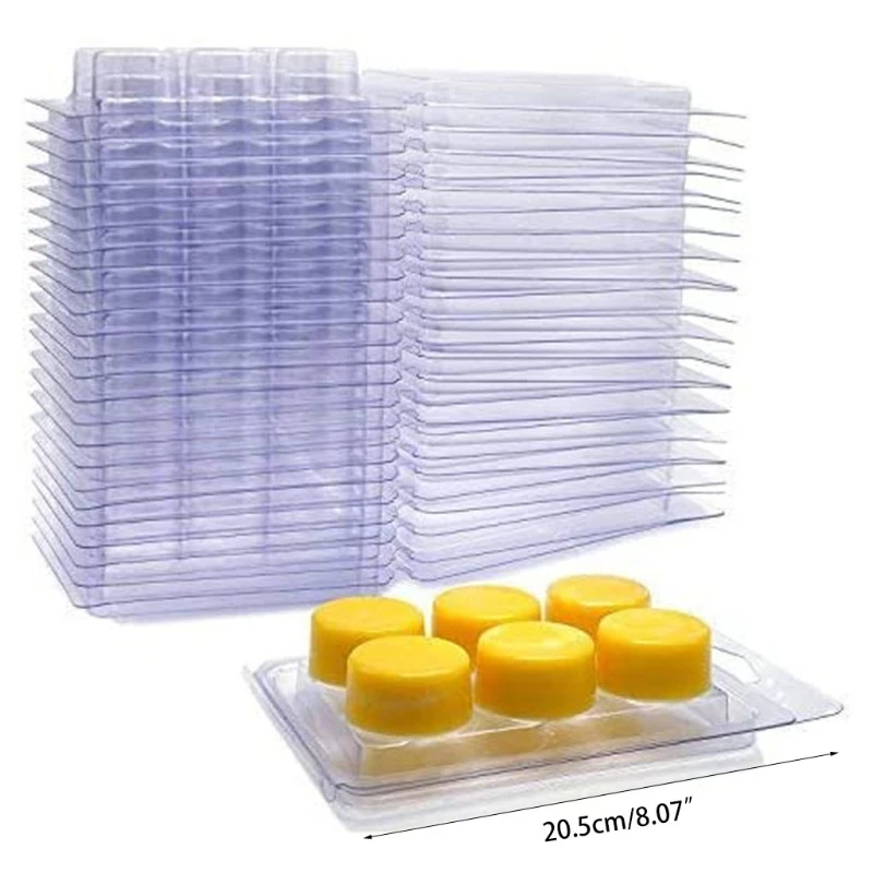 

Wax Melt Mold, Wax Melt Molds Square Round and Heart Shape, 6 Cavity Clear Plas