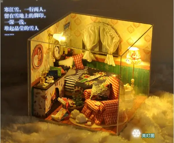 

Миниатюрный Кукольный домик «сделай сам» с мебелью, деревянный домик, песня зимы для детей, подарок на день рождения, рождественский подаро...