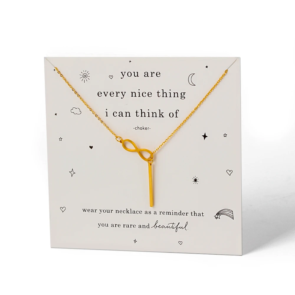Wish Card модное ожерелье из нержавеющей стали для женщин счастливый номер 8 вечерние свадебное ожерелье ювелирные изделия подарок для девочек CN270 - Окраска металла: CN270GD02