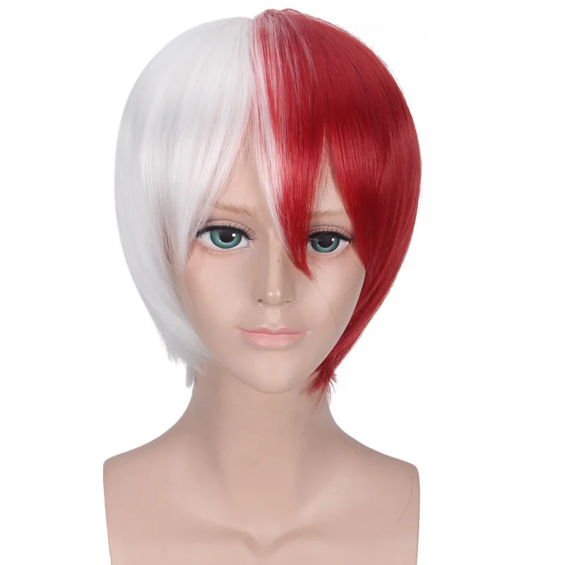 My Hero Academia Boku no Hiro Akademia Shoto Todoroki Shouto White And Red Cosplay Wig+Wig Cap | Тематическая одежда и