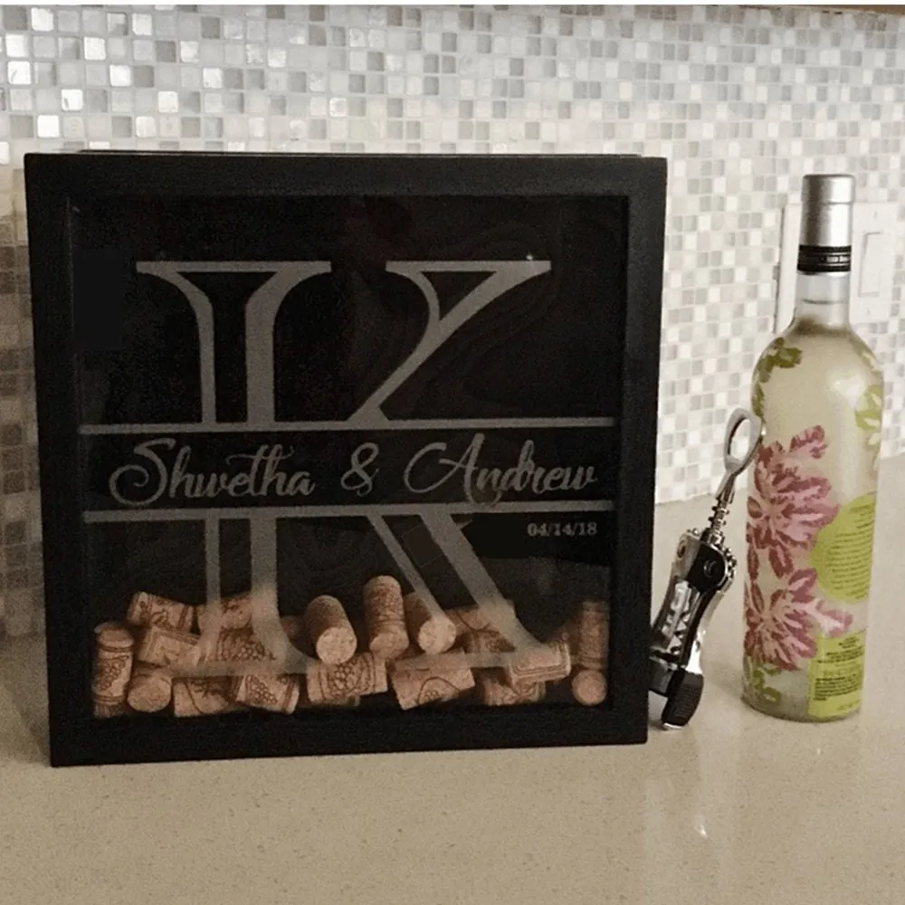 

Винтажная Свадебная коробка для теней из пробки под заказ, держатель из пробки, деревянные свадебные подарки для медового месяца, для сваде...