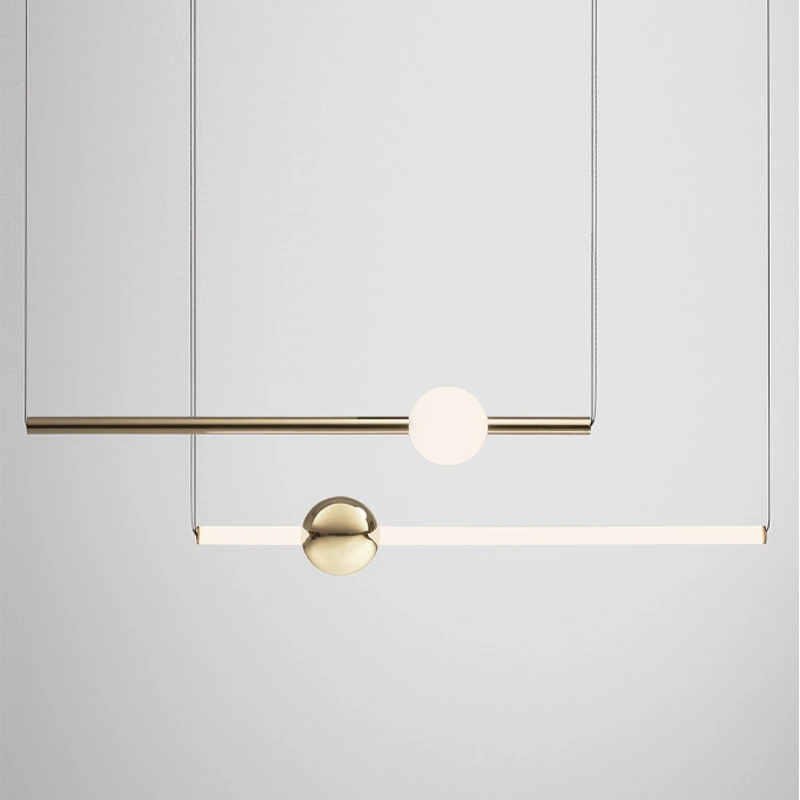 Скандинавский чердак Золотая люстра художественная длинная палка гостиная