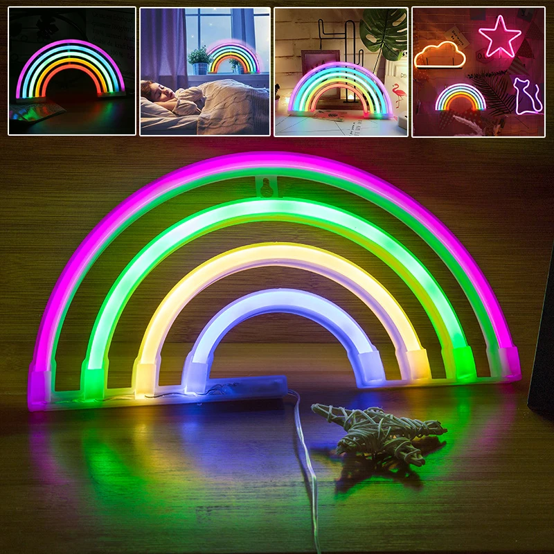 Цветной неоновый светильник s с радужной вывеской Радужный настенный питанием от