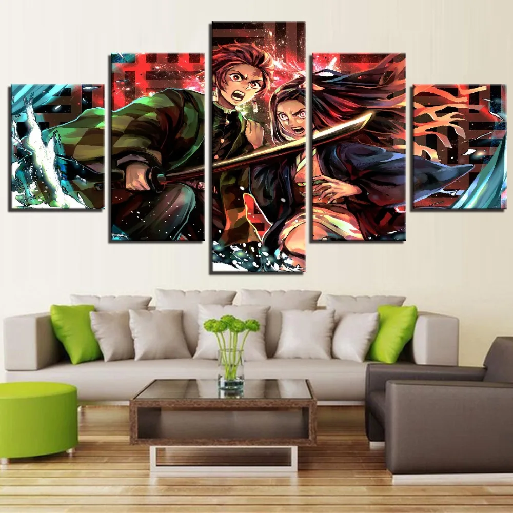5 Панель демон убийца роль анимации Плакаты картины на холсте высокой четкости