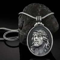 christ jesus pure tin do old pendant men religion catholic necklace vintage commemorative medallion pendants chain necklaces