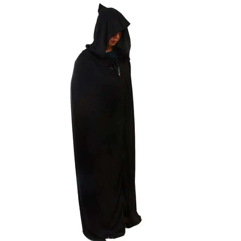 Halloween Hooded Cape Adult Death Cosplay Costumes Black Long Cloak Scary Witch Devil Role Play |