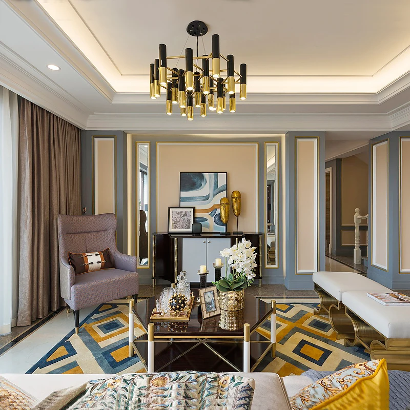 Современный светодиодный светильник в стиле лофт алюминиевая люстра золотого и